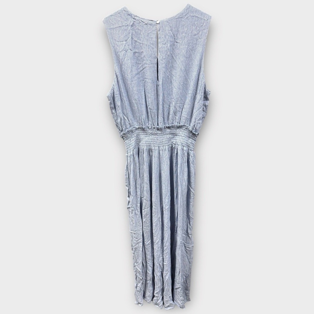 NWT Premise L Soothing Sea Blue Sleeveless Smocked Wide Leg Jumpsuit - Picture 6 of 9